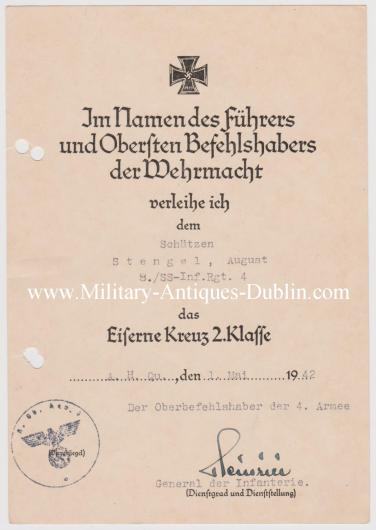 Waffen SS Document - Schützen August Stengel